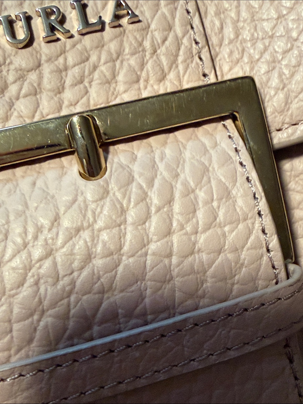Furla Blush Pink Pebbled Leather Crossbody with Gold Buckle-COA - Picture 5 of 14